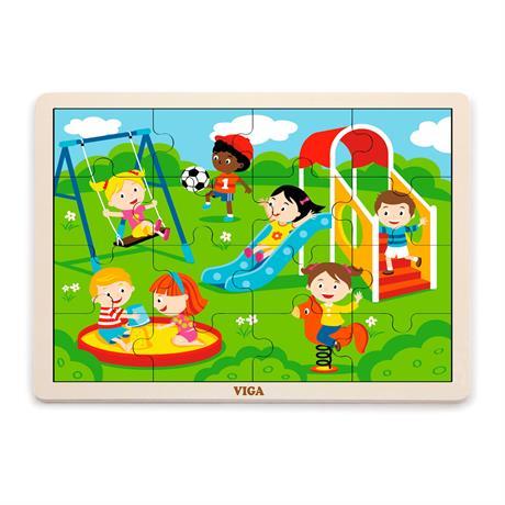 Дерев'яний пазл Viga Toys Парк розваг, 16 деталей (51454)