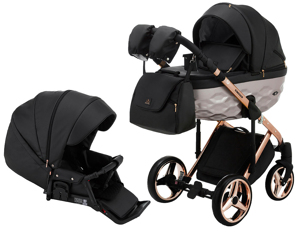 Коляска 2 в 1 Adamex Chantal Polar Star (Pink Gold) шкіра 100% Star 101