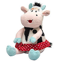Мягкая игрушка - коровка в юбочке, 18 см, черно-белый, плюш (394691)