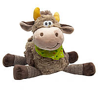 Мягкая игрушка - корова с платочком, 22 см, бежевый, плюш (394301)