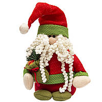 Мягкая новогодняя фигурка Дед Мороз, 18 см, красный, зеленый, текстиль (000241-1)