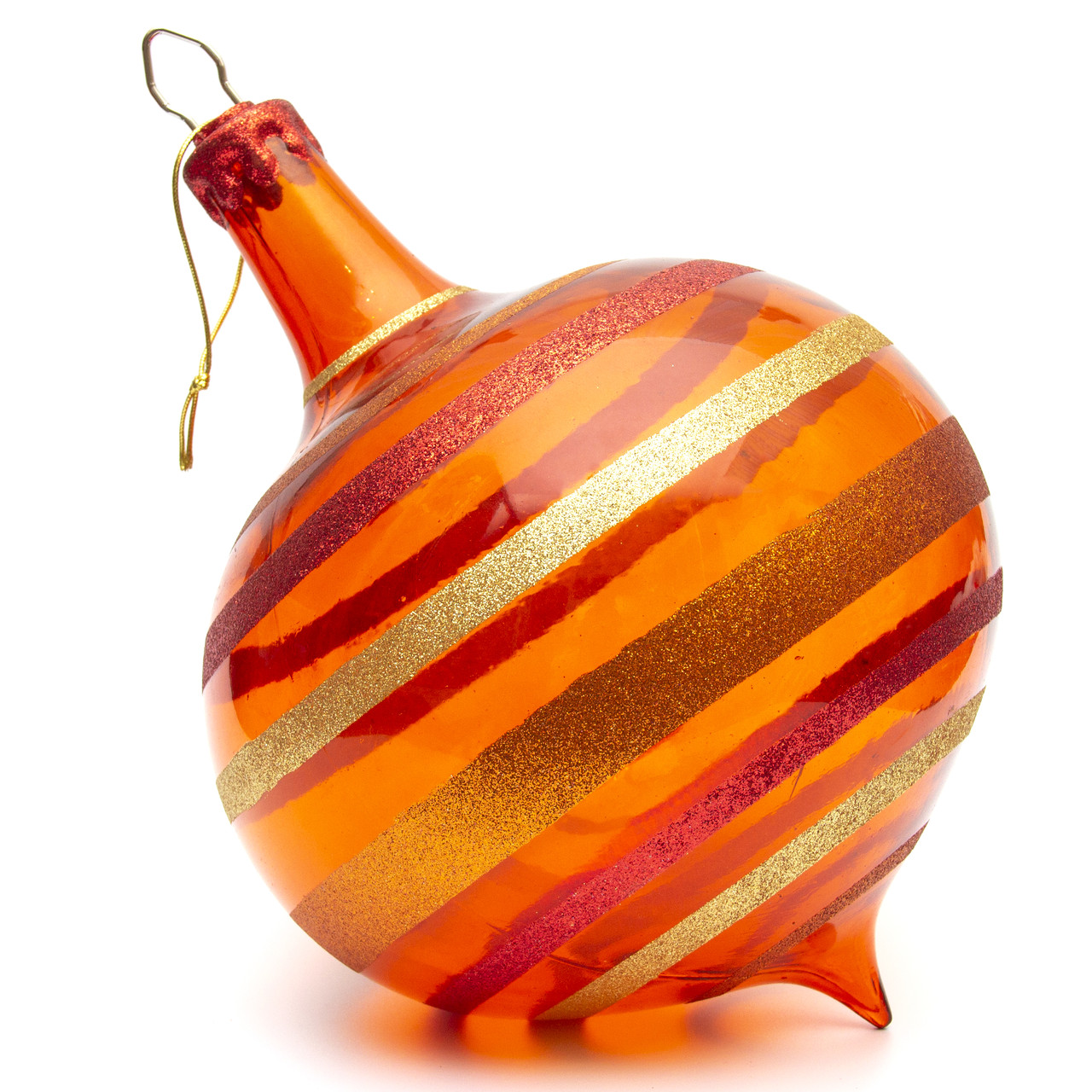 Велика ялинкова іграшка - цибулина, 22 см, пластик, помаранчевий (110346), фото 1