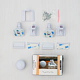 4 шт+1 ключ. Магнітний замок від дітей на меблі, ящики, двері, ВЕРСІЯ З ДОДАТКОВИМ КРІПЛЕННЯМ, ШАБЛОНОМ, фото 5