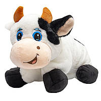Мягкая игрушка - подушка бык, 45 см, черно-белый, плюш (395100)