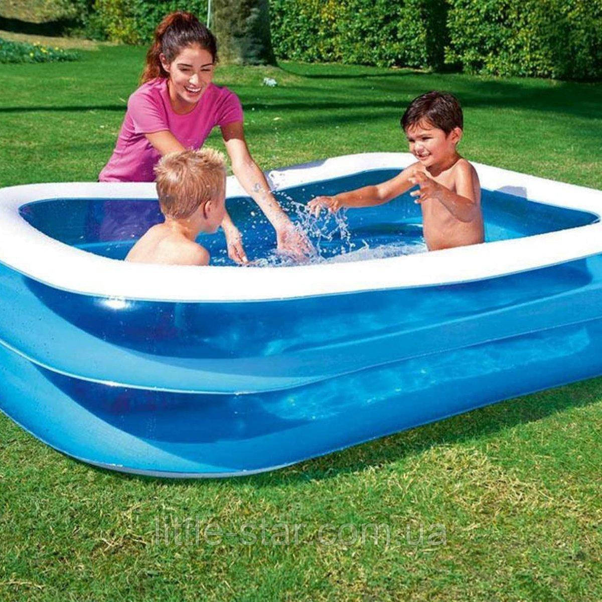 Дитячий надувний басейн Bestway 54005 сімейний, 201 х 150 х 48 см, 450 л, 2 кільця