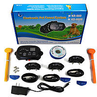 Електронний паркан для собак водонепроникний на акумуляторах Pet KD-660 з 3-ма ошийниками