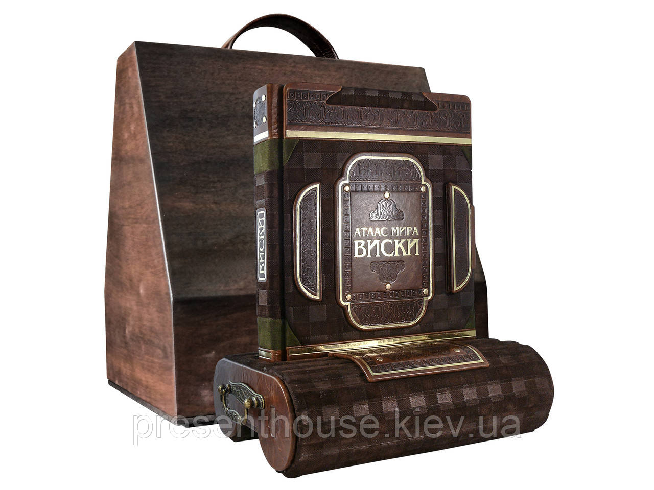 Книга шкіряна Дейв Брум Віски.Атлас світу (книга на підставці), фото 1