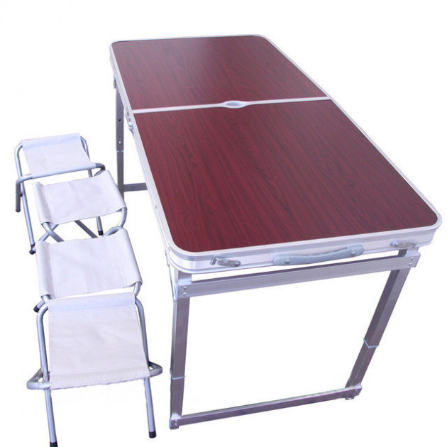 Комплект для пікніка розкладний стіл з 4 стільцями RIAS 120х60х55/60/70 см алюмінієвий (2_009356)