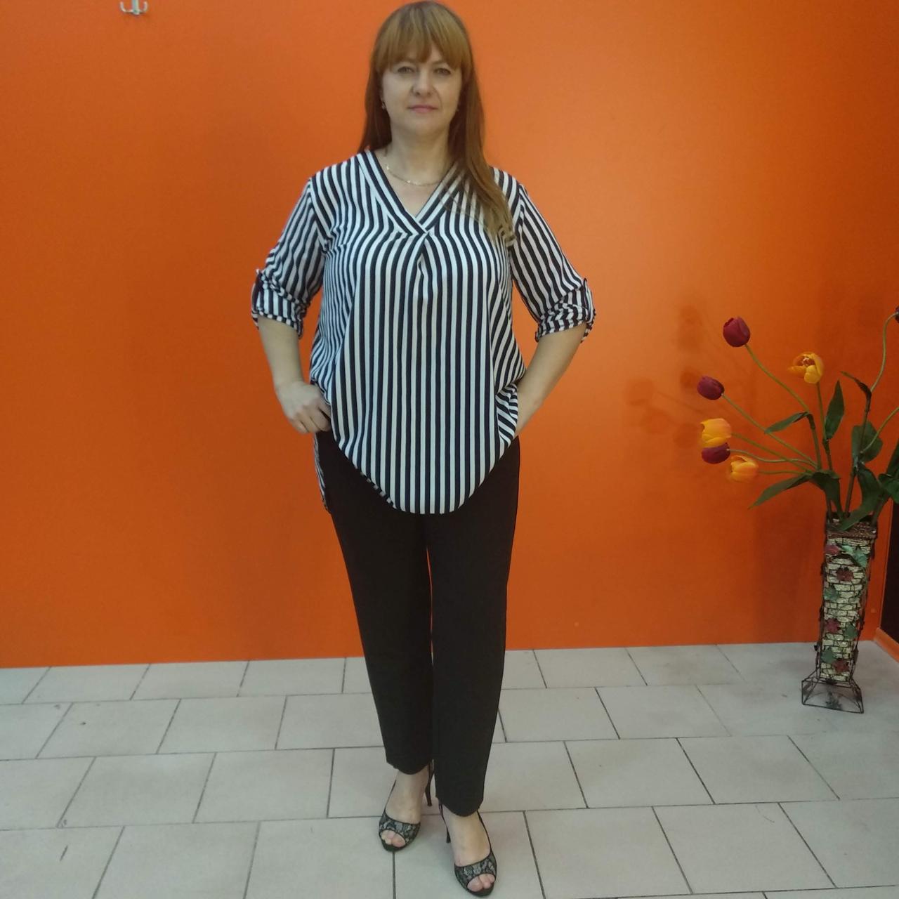 Блуза жіноча мис вільна смугаста чорно-біла, фото 1