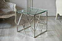 Кофейный столик CF-2 стекло + серебро