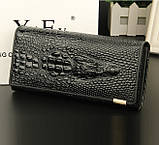 Шкіряний жіночий гаманець крокодил, жіночий клатч-гаманець з крокодилом натуральна шкіра, фото 6