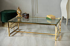 Журнальний стіл CL-1 скло прозоре + золото, фото 3