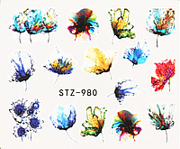 Слайдер дизайн для маникюра и ногтей на водной основе STZ-980 цветы
