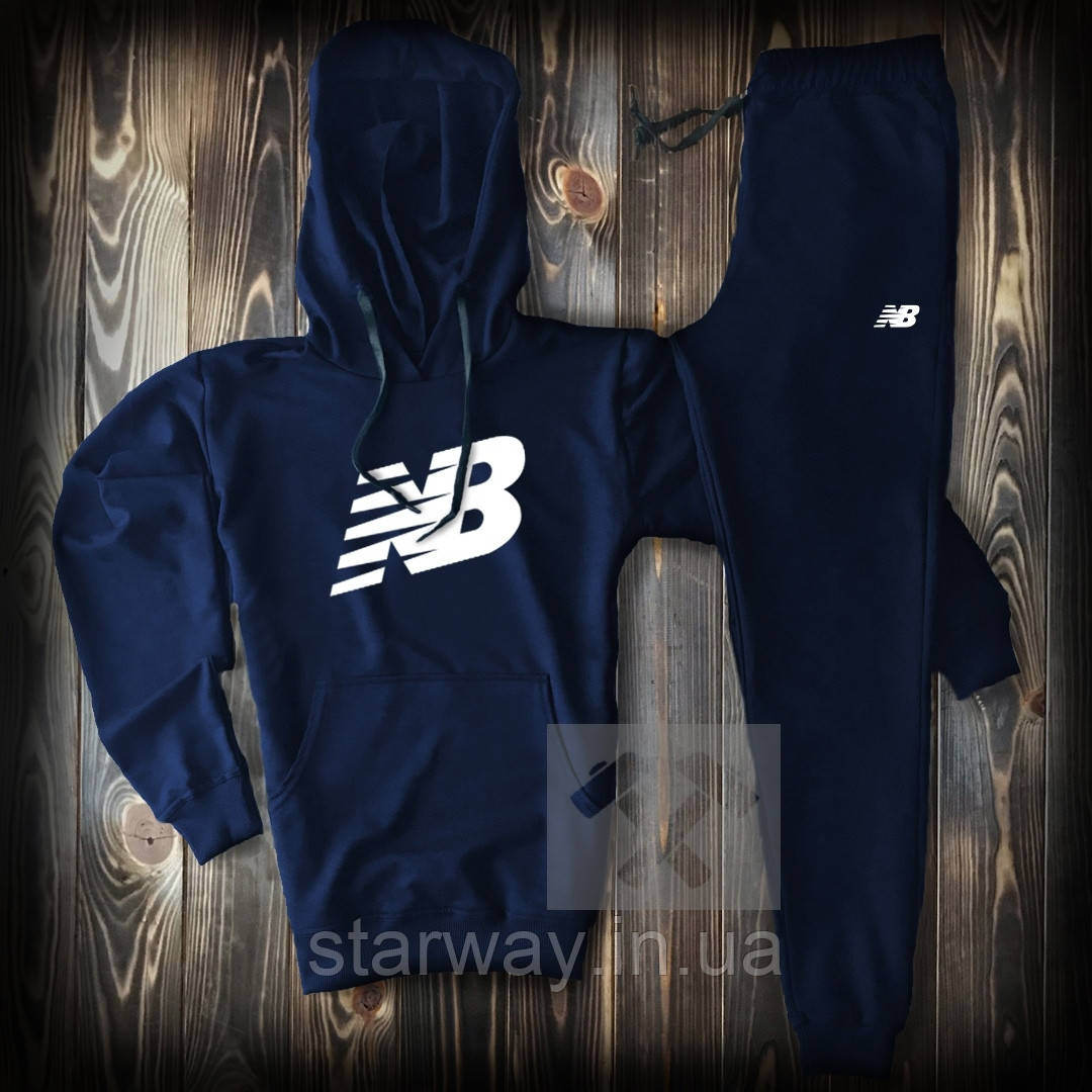 Спортивний трикотажний костюм new balance з капюшоном