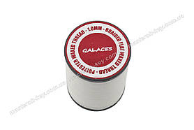 Galaces 1.00 мм білий (S000) плоский вощений шнур по шкірі