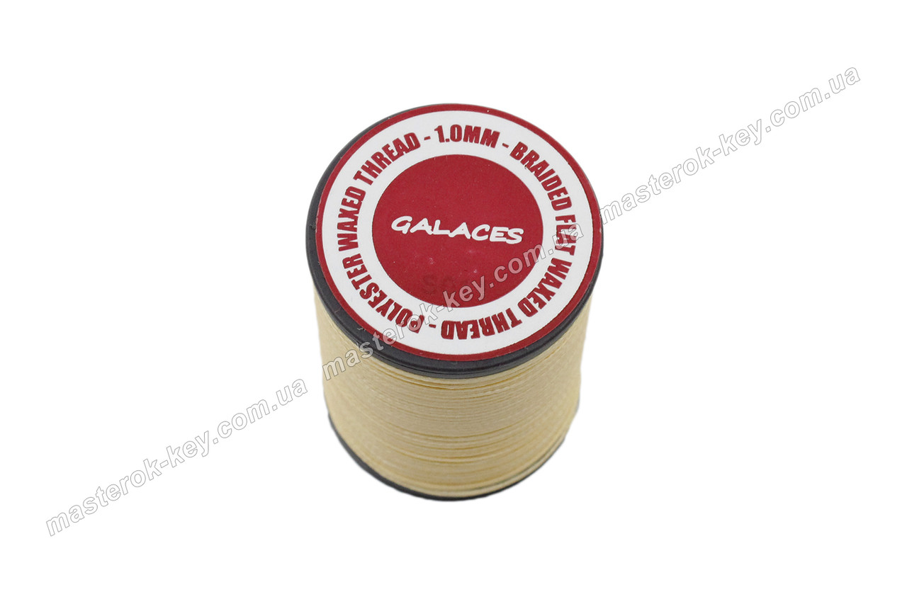 Galaces 1.00 мм жовто-бежевий (S011) плоский вощений шнур по шкірі, фото 1