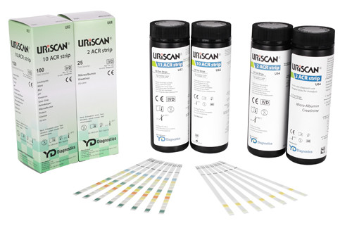 Тест-полоски URISCAN (Урискан) для исследования мочи U64 2ACR (микроальбумин, креатинин), 50 шт.