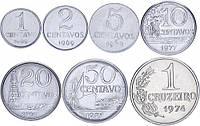 Бразилия набор из 7 монет 1969-1978 UNC 1, 2, 5, 10, 20, 50 сентаво, 1 крузейро