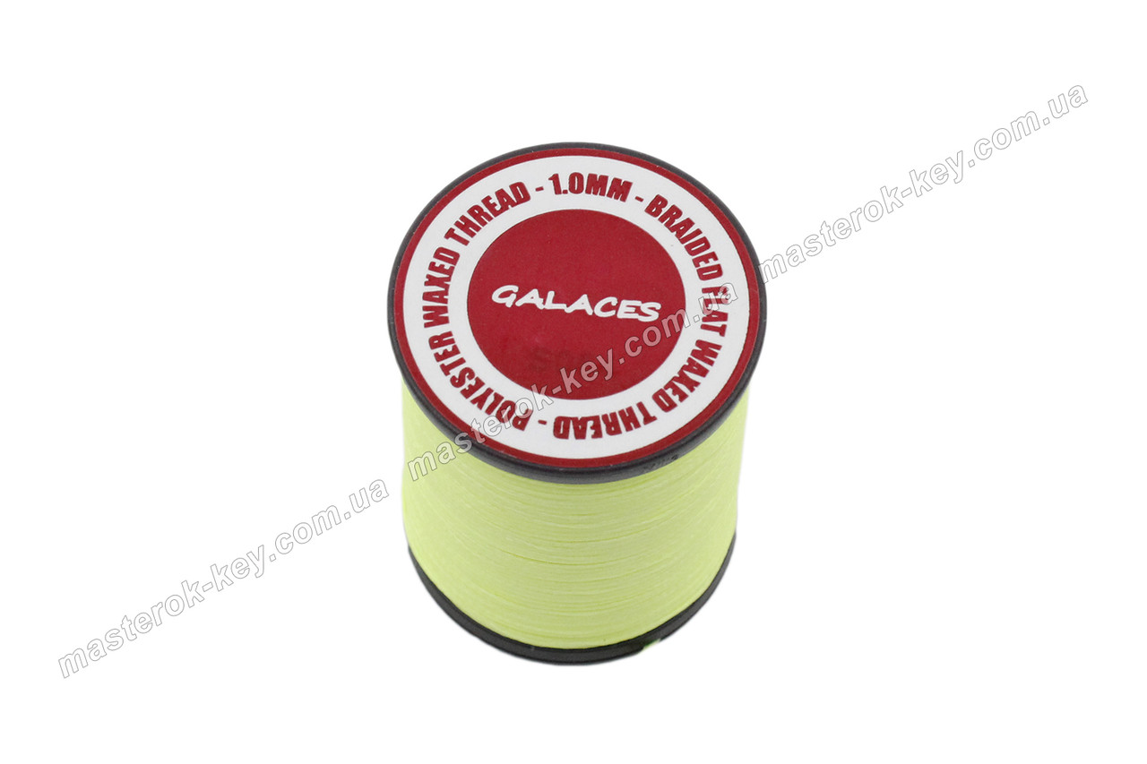 Galaces 1.00 мм яскраво-жовтий (S064) плоский вощений шнур по шкірі, фото 1