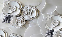 Фотообои 3D барельеф 368x254 см Фарфоровые белые цветы (3696P8)+клей