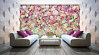 Флизелиновые фотообои 416x254 см 3д стена усыпанная мелкими цветами (3102VEXXXL)+клей