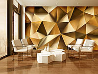 Флизелиновые 3д фото обои на стену геометрия 312x219 см Золотые треугольники (3476VEXXL)+клей