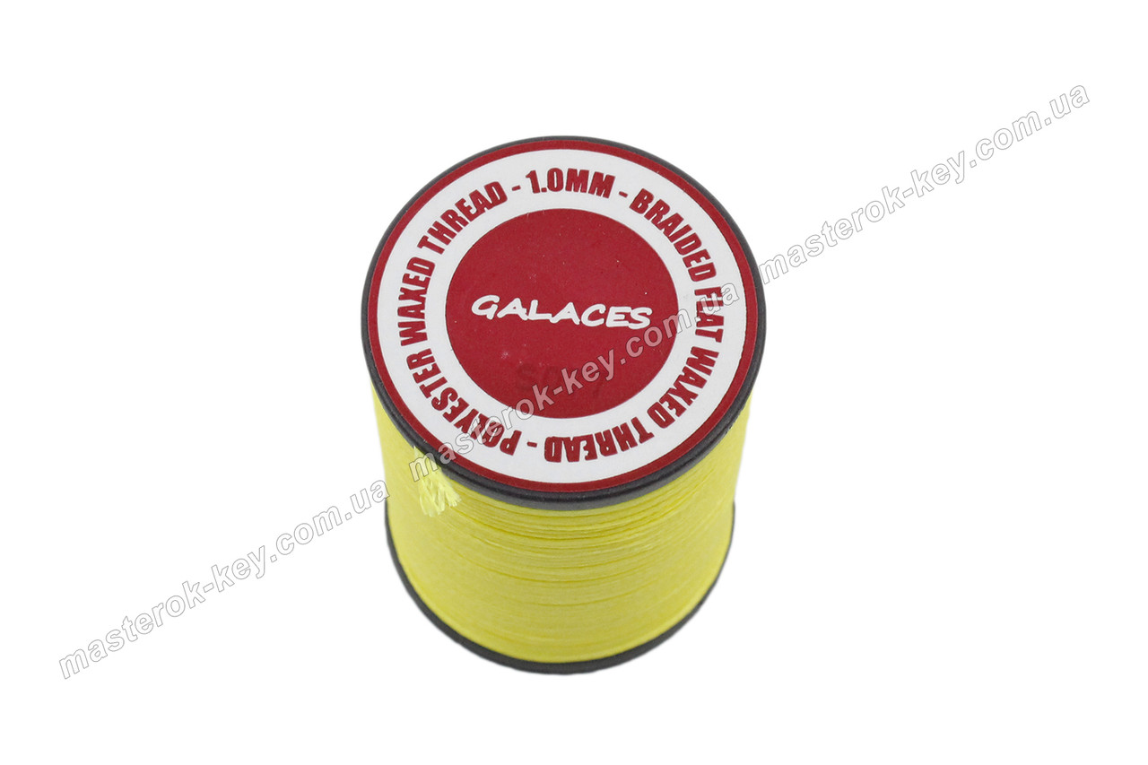 Galaces 1.00 мм яскраво-жовтий (S077) плоский вощений шнур по шкірі, фото 1