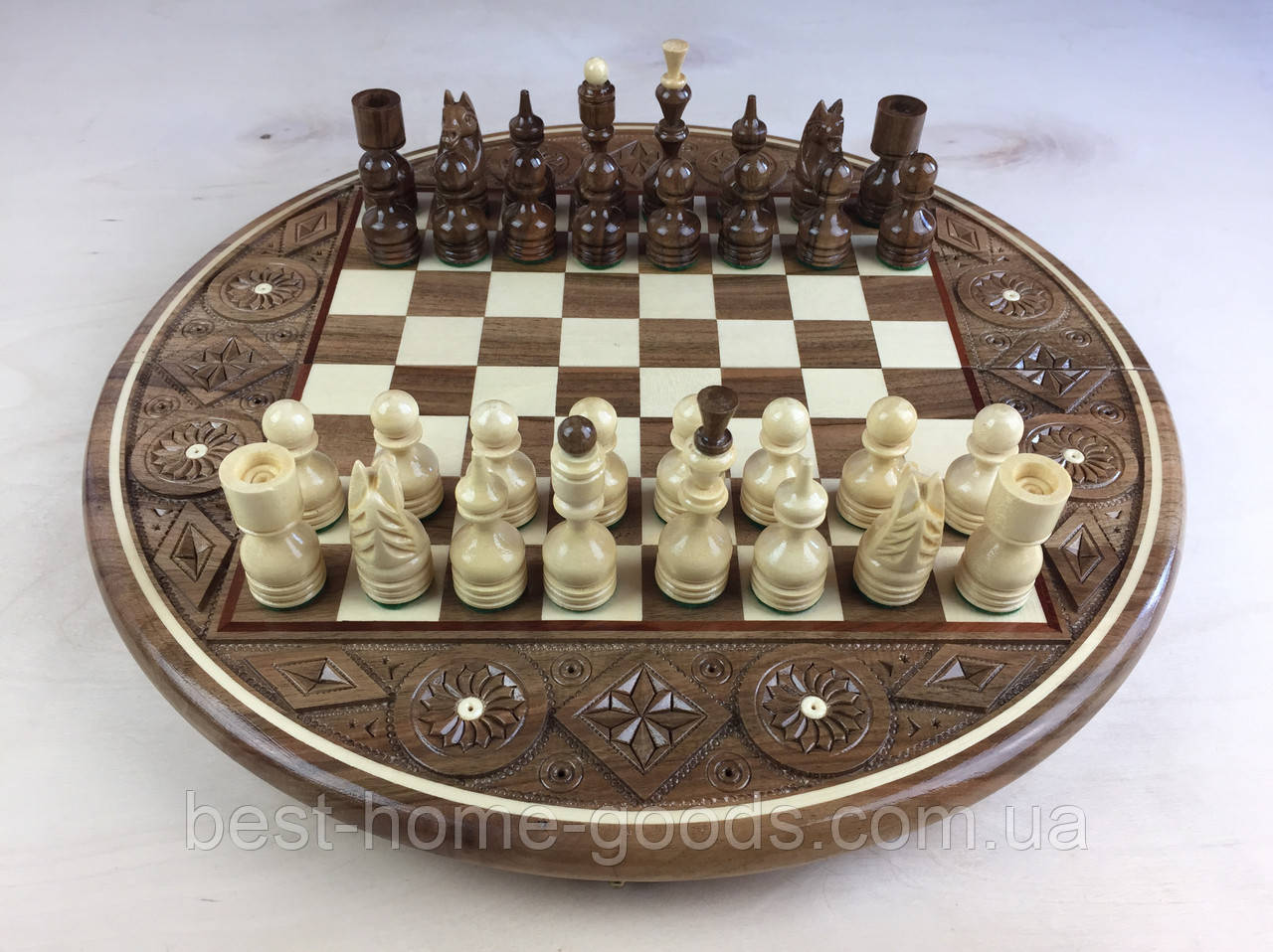 Шахматы резные деревянные круглые ручной работы. - фото 3 - id-p968645936
