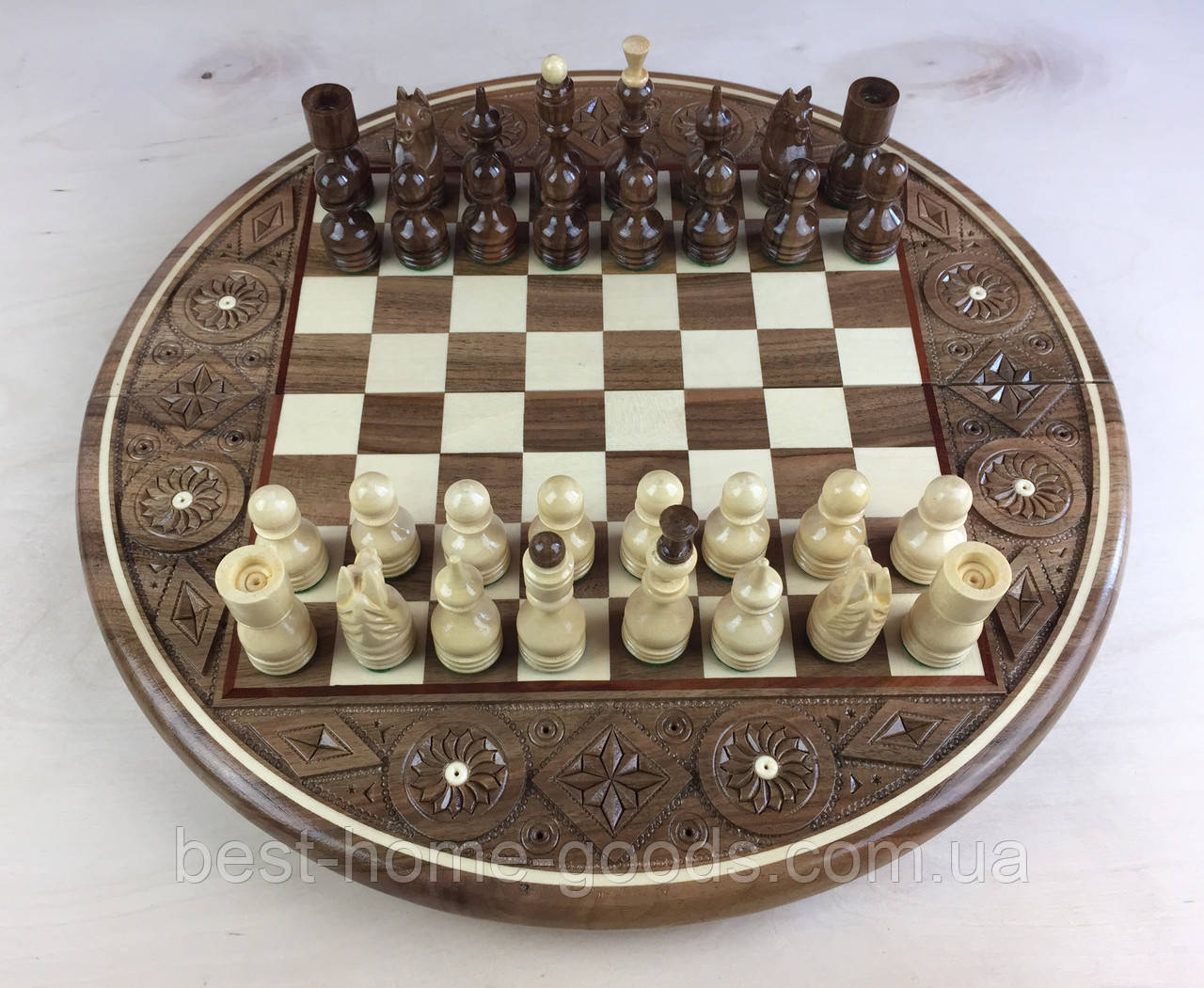 Шахматы резные деревянные круглые ручной работы. - фото 2 - id-p968645936