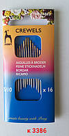 Набір швейних, вишивальних голок Pony № 5-10 золоте вушко 16 шт