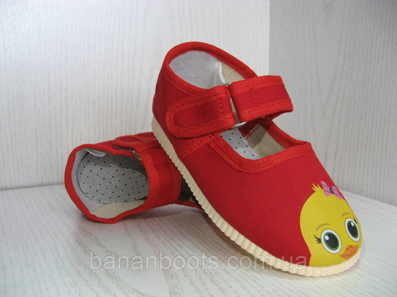 Тапочки дитячі червоні для дівчинки "Курча" 26р. Україна