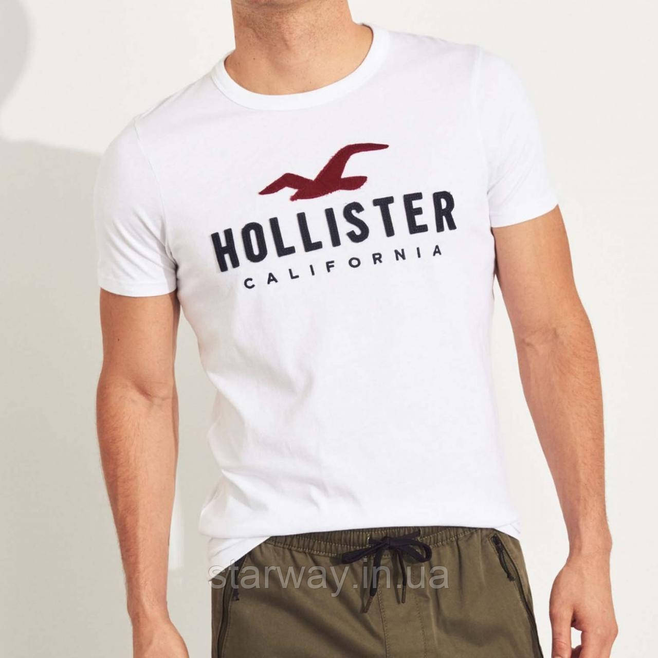 Чоловіча футболка hollister california | логотип принт