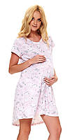 Ночная сорочка DOBRANOCKA 9444 для беременных и для кормления, 100 % хлопок S светло-серый