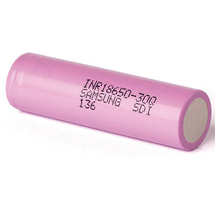 Акумулятор 18650 Li-Ion Samsung INR18650-30Q, 3000mAh, 15A, 4.2/3.6/2.5 V, рожевий, фото 2