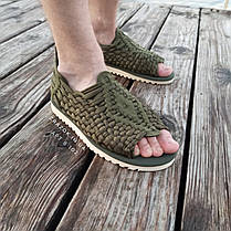 Хакі Зелені шльопанці босоніжки, шльопанці тапки плетінки сандалії літні унісекс, фото 2