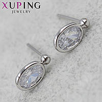 Серьги женские серебристого цвета Xuping Jewelry медицинское золото гвоздики с сапфирами 24K