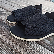 Чорні відкриті шльопанці босоніжки шльопанці тапки плетінки сандалі літні унісекс 2023, фото 3