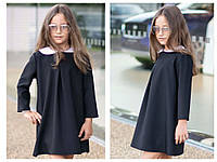 Платье с кружевом школьное подростковое черный, 128