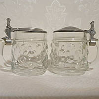 Пара чарок з олов'яної кришкою для шнапса