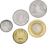 Индия набор из 5 монет 2008-2009 UNC 50 пайса, 1, 2, 5, 10 рупий