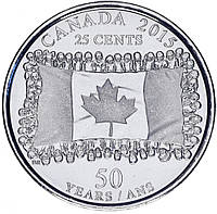 Канада 25 центов 2015 «50 лет Флагу Канады» UNC