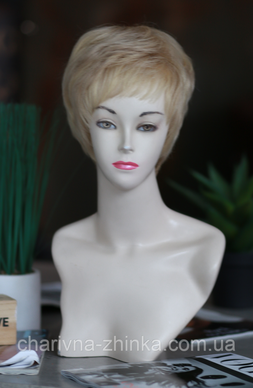 Парик женский короткий из натуральных волос Dragon светлый блонд - фото 2 - id-p1119794421