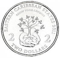 Восточные Карибы 2 доллара 2011 UNC