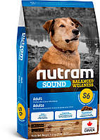 Нутрам S6 Nutram Sound BW Adult Dog курица с коричневым рисом, сухой корм холистик для взрослых собак, 11,4 кг