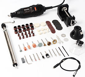 Бормашина міні-дриль гравер Hilda HLD 130W з комплектом насадок, гнучким валом і стійкою