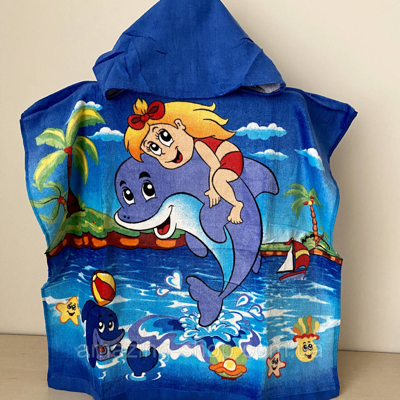 Пончо детское полотенце с капюшоном | Натуральное хлопок 100% - фото 1 - id-p1218204685