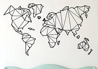 Виниловая наклейка на стену Карта мира черная (лист 60 х 90 см) Графика 1