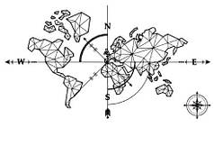 Вінілова наклейка на стіну Карта світу сторони світу чорна (лист 50 х 70 см) Графіка 2