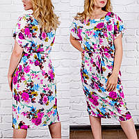 Яркое летнее платье-туника, в цветочек из штапеля, размеры 46, 48, 50 ,52,54,56, от производителя