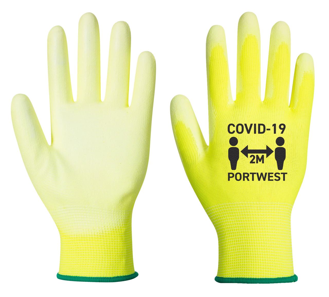 Рукавички Covid-19 c ПУ покриттям долоні Portwest CV20 Жовтий/Білий M, фото 1